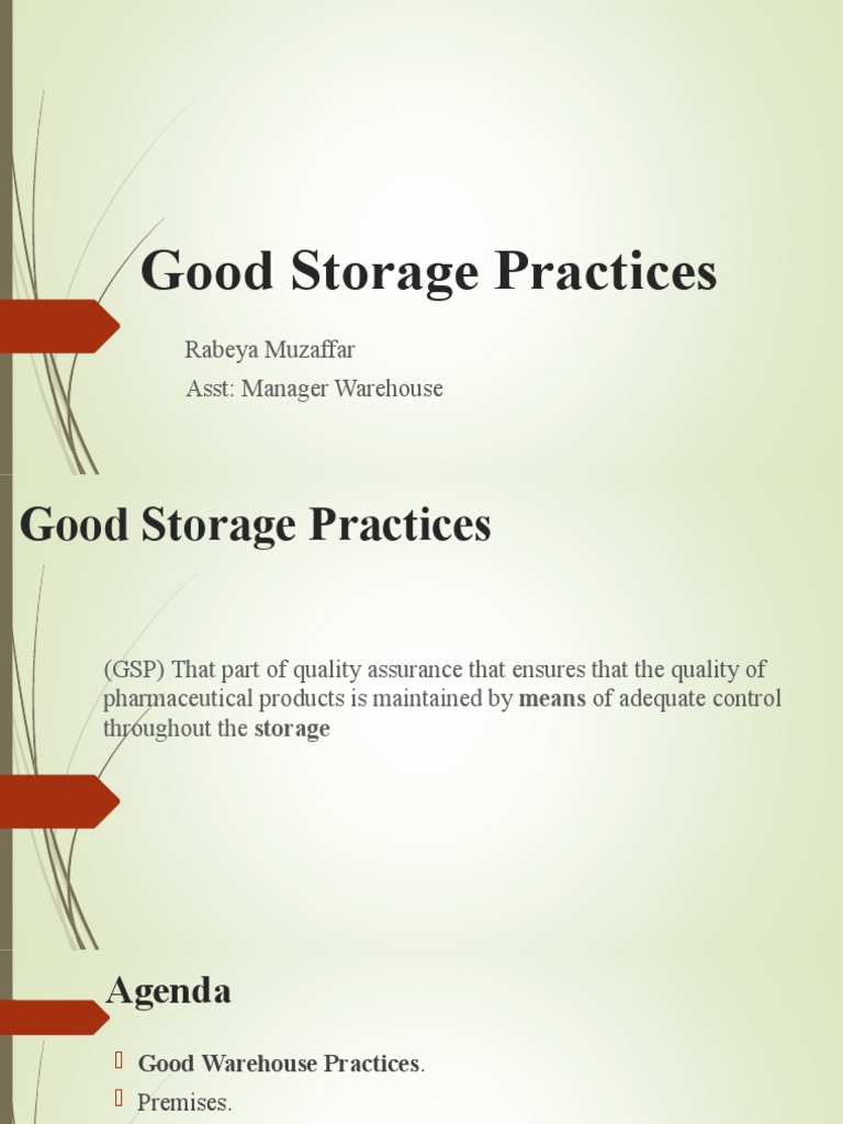 Good Storage Practices for Pharmaceuticals | PDF | Humidity | Sanitation