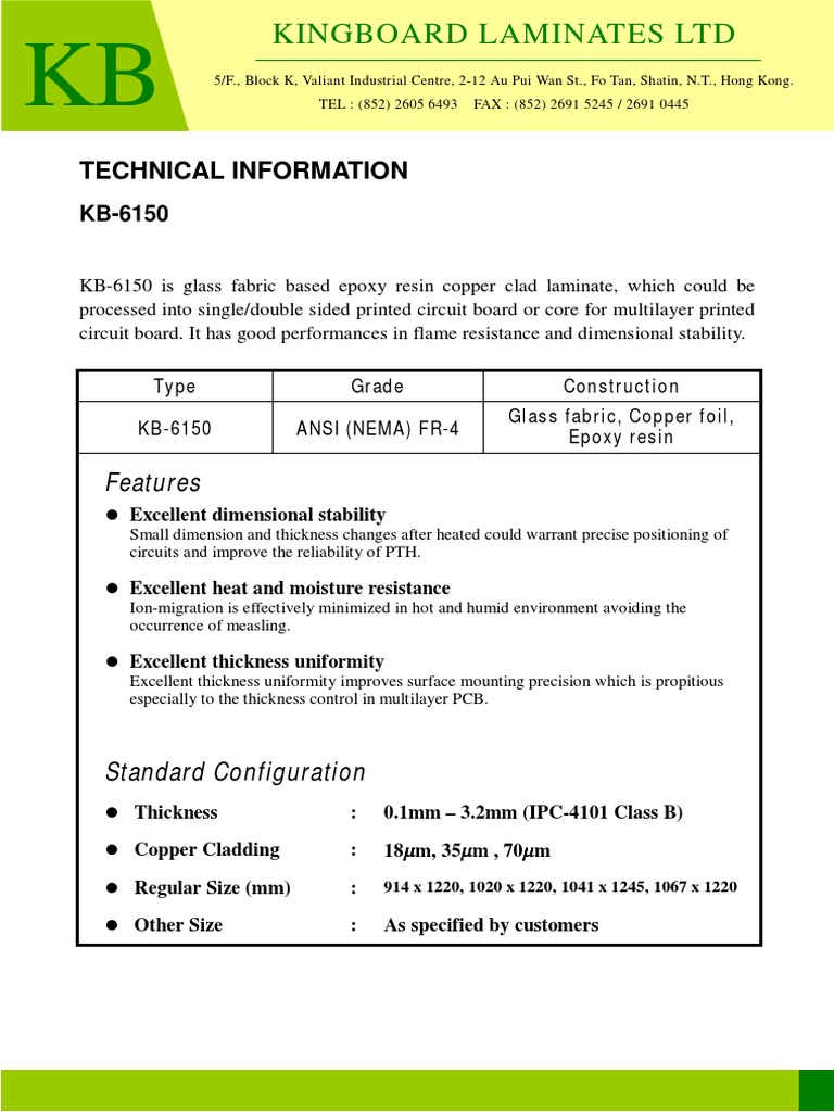 Láminas FR4 Doble Faz KB6150 PDF Printed Circuit Board