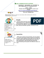 Completing The Chart Below.: Oral Communication in Context