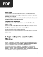 5 Ways To Improve Your Creative Thinking