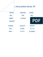 Jadwal Pelajaran Kelas Vi