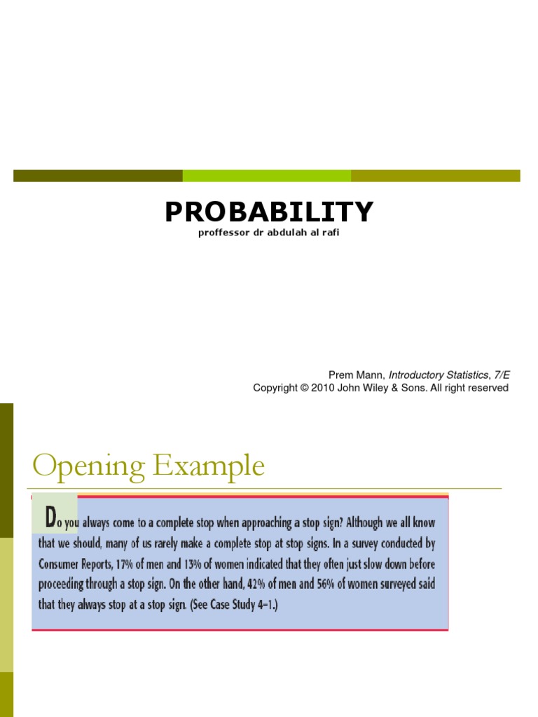 Probability Presentation Abdullah Al Rafi Pdf Probability Statistics