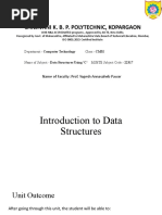 Unit 1 Introduction To Data Structures