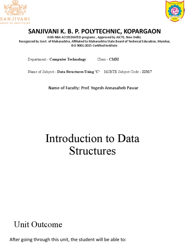 Unit 1 Introduction To Data Structures | PDF | Algorithms | Time Complexity