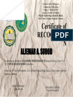 Certificate of Recognition for High Academic Performance