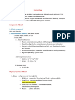 Haematology: 1. Cellular Component 2. Fluid Component (Plasma)