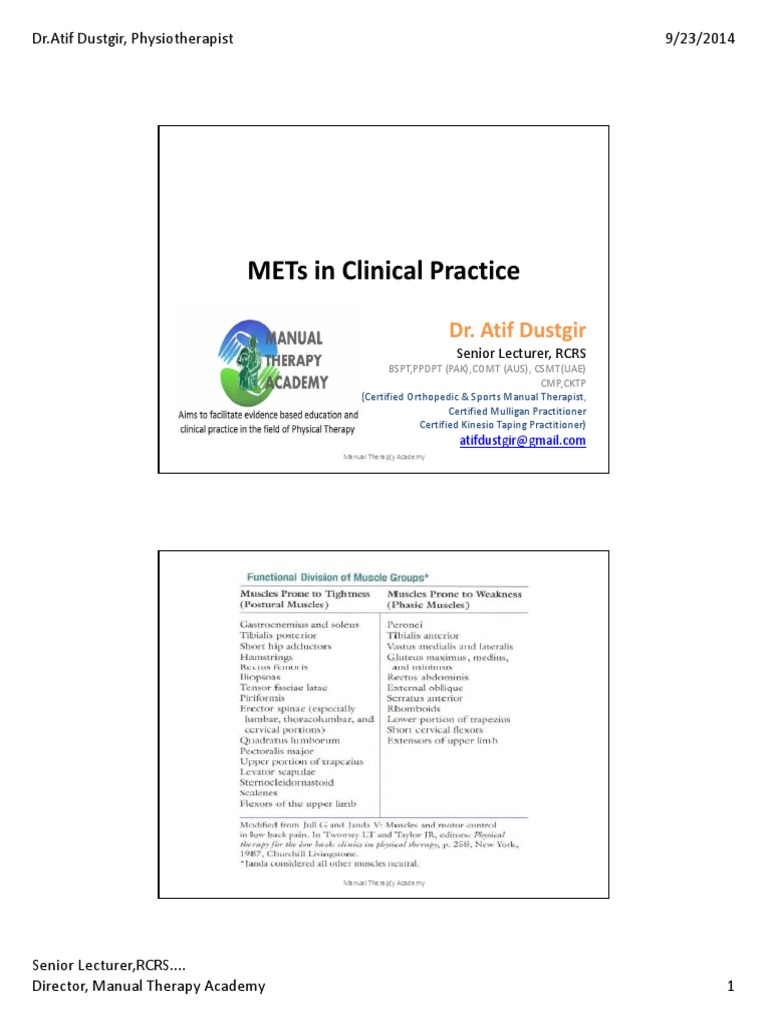 METs in Clinical Practice Guide | PDF | Physical Therapy | Manual Therapy