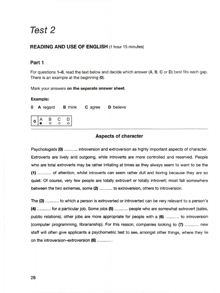 b2 First 4 - Test 2 | PDF