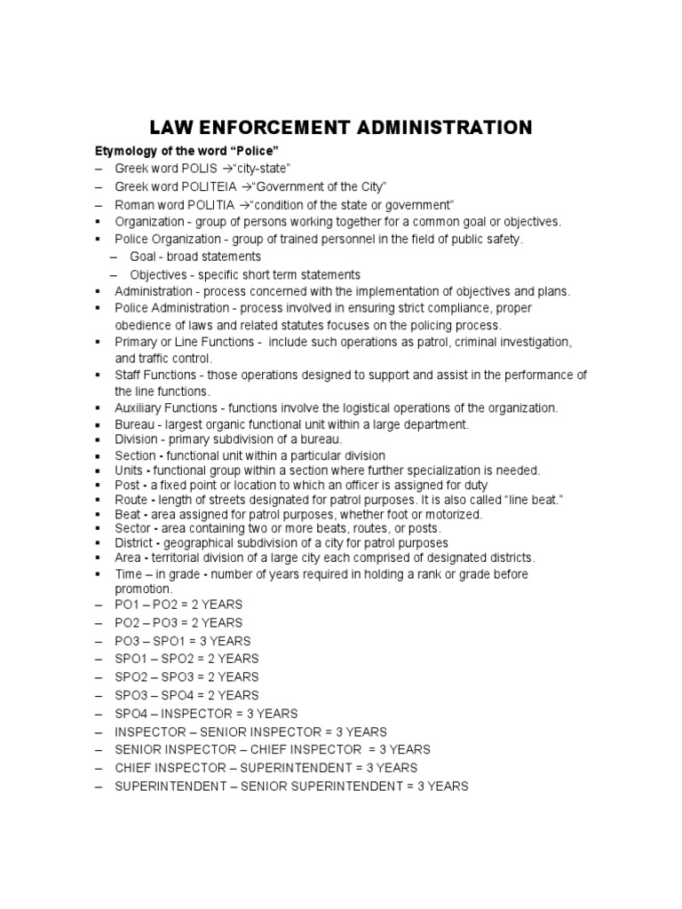 Law Enforcement Administration Etymology of The Word "Police" PDF