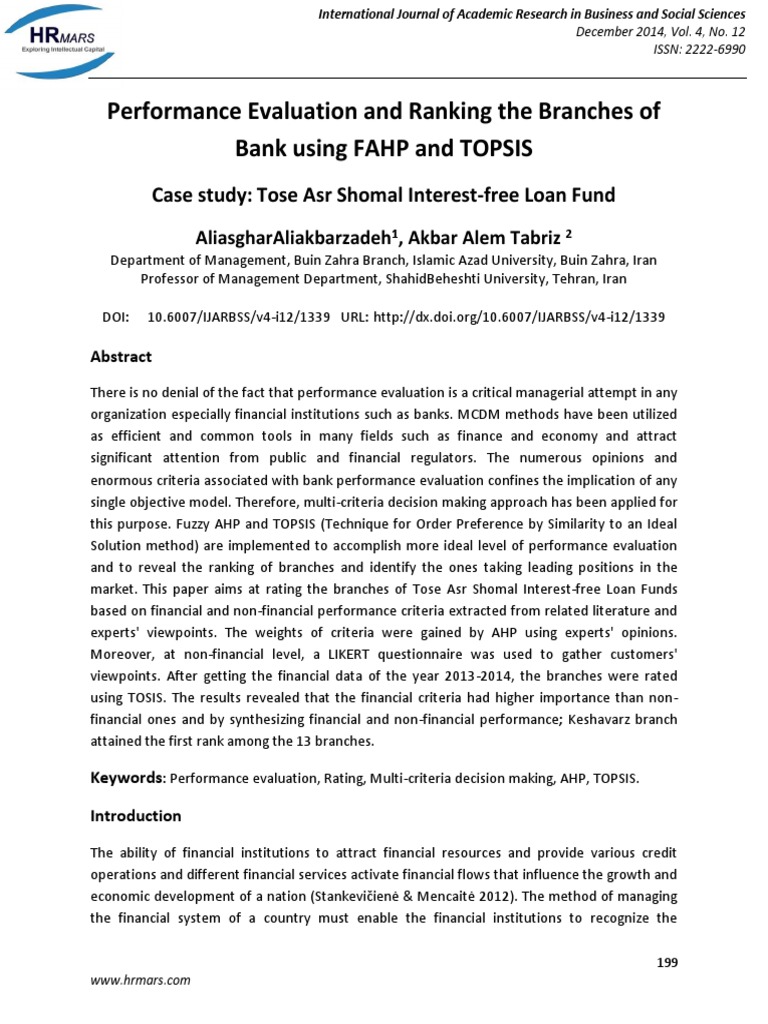 Branch Performance Evaluation in Banking | PDF | Cognition | Analysis
