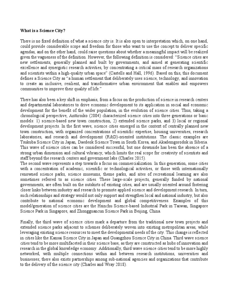 What Is A Science City PDF Science Innovation