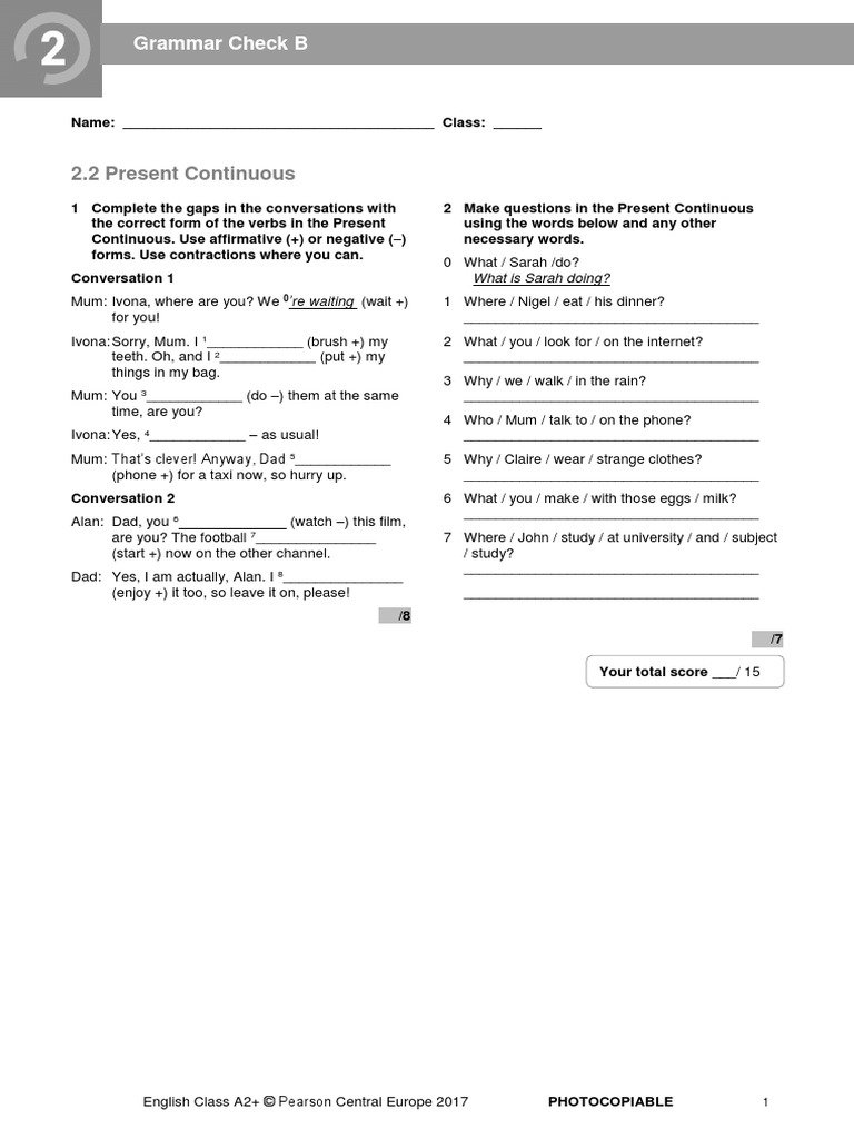ECA2plus Tests Grammar Check 2.2B | PDF | Cognitive Science | Cognition