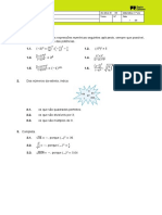 Ficha formativa de matemática sobre potências e raízes