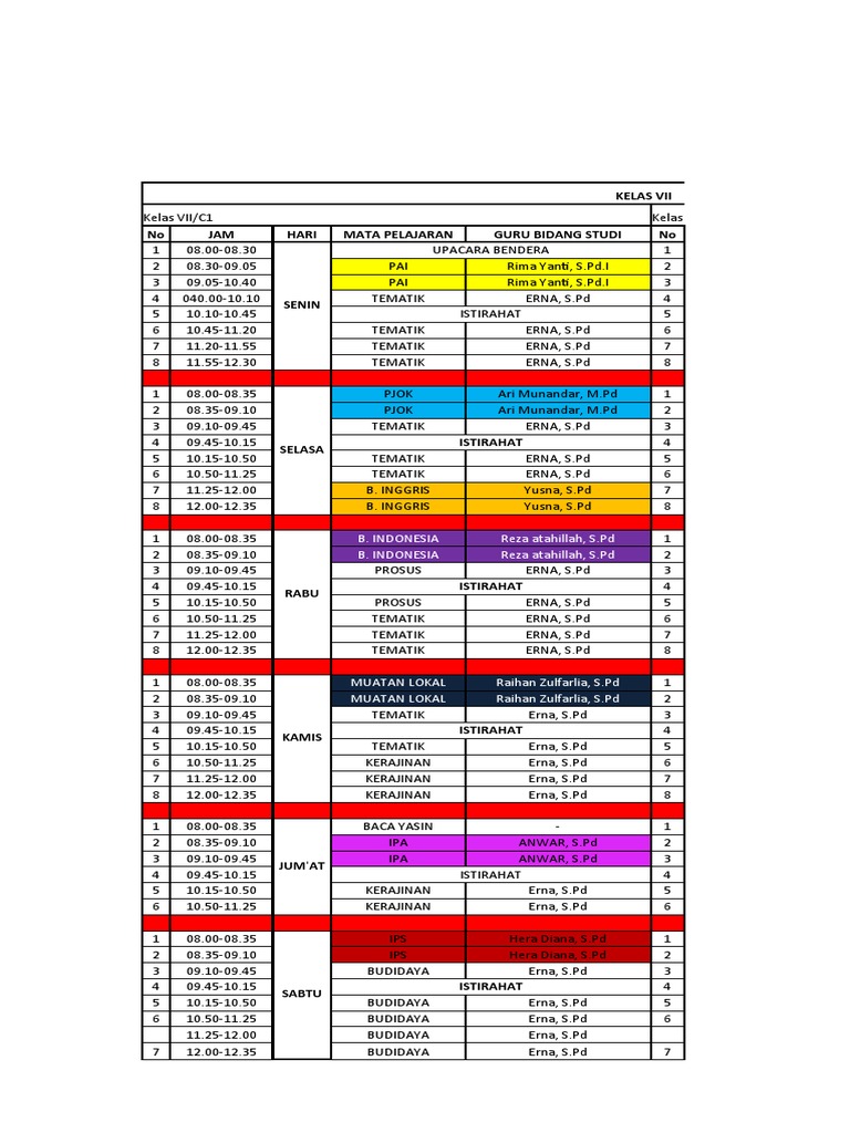 JADWAL Roster SMPLB N Smalb T Bireuen | PDF