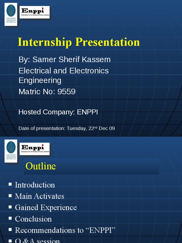 a presentation of internship