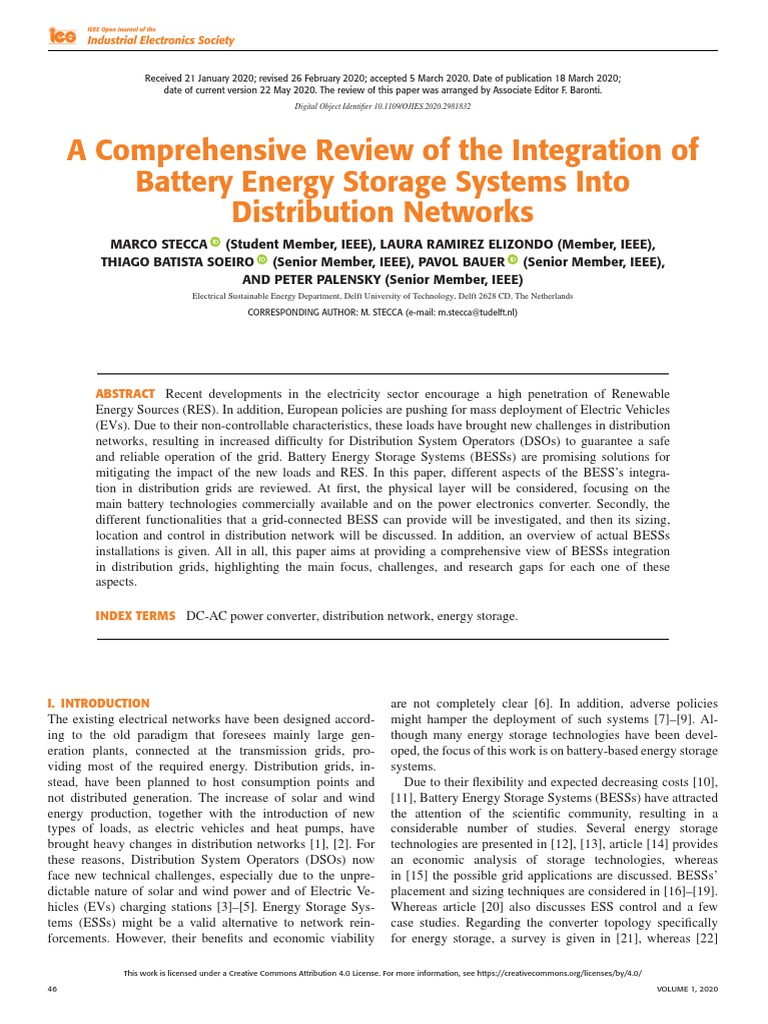 A Comprehensive Review of The Integration of Battery Energy Storage ...
