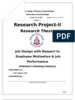 Job Design WRT Employee Motivation and Job Performance