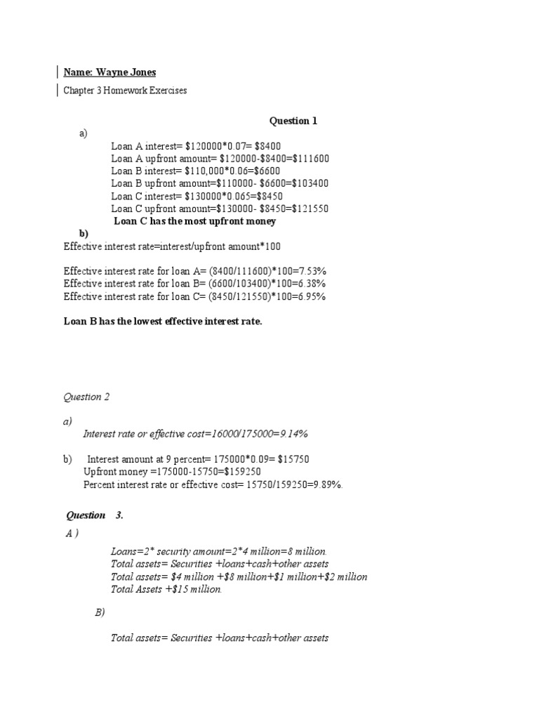 Chapter 3 Homework Exercises - Wayne Jones | PDF | Equity (Finance ...