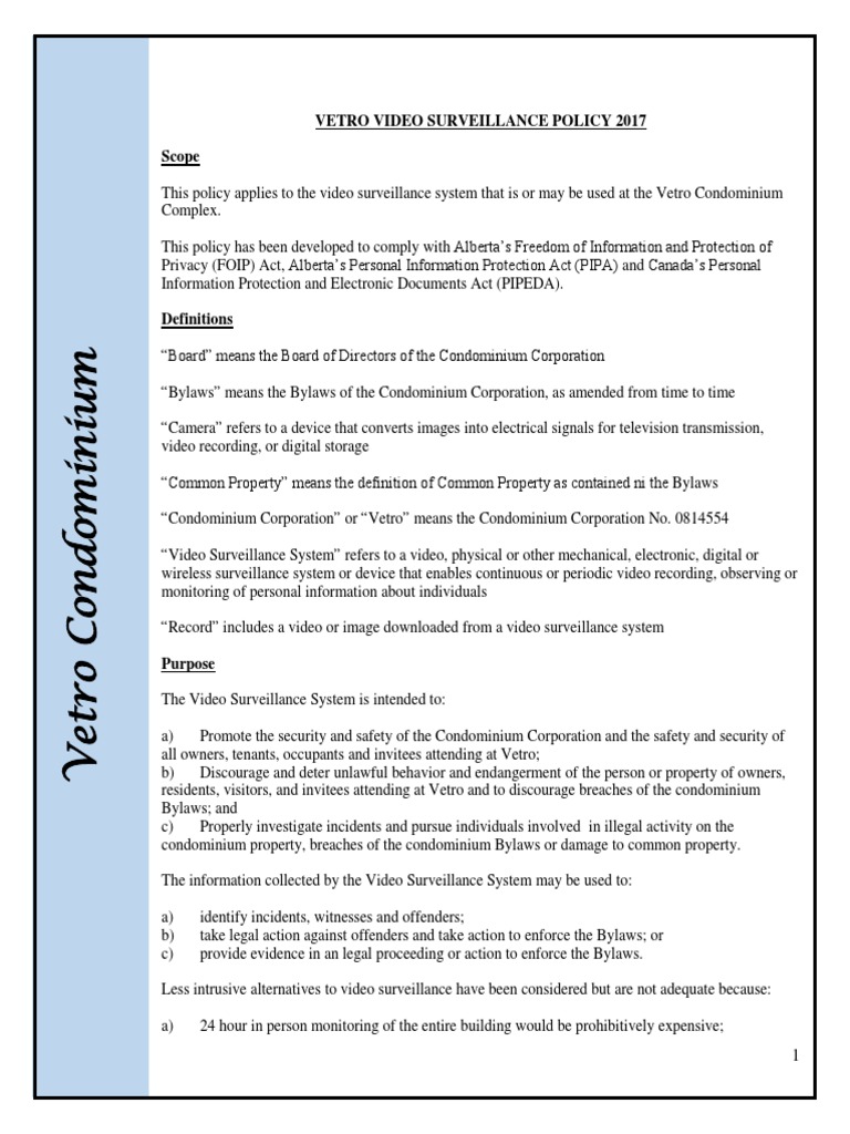 Policies & Rules Video Surveillance Policy PDF Closed Circuit