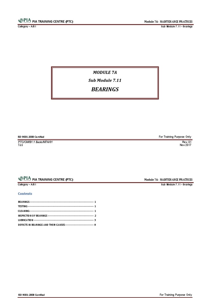 Module 7 Maintenance Practices Sub Module 7 11 Bearings Pdf