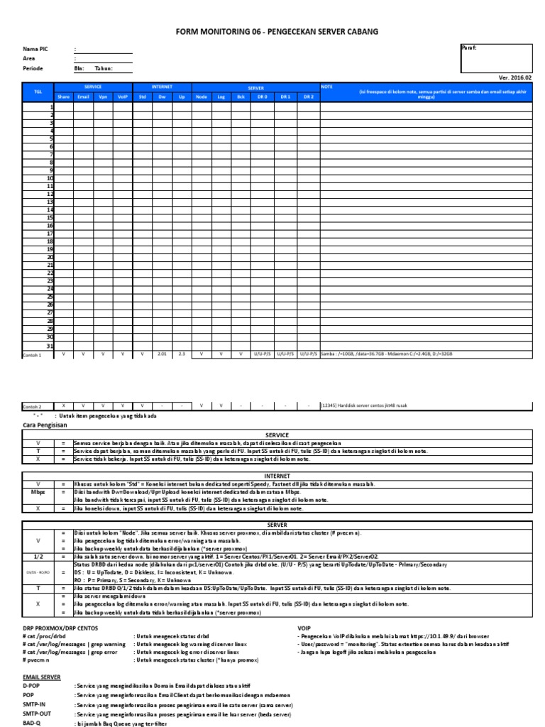 Monitoring Server Cabang Harian | PDF