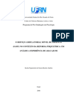 O Serviço Ambulatorial de Urgência e Emergência SAMU No Contexto Da Reforma Psiquiátrica