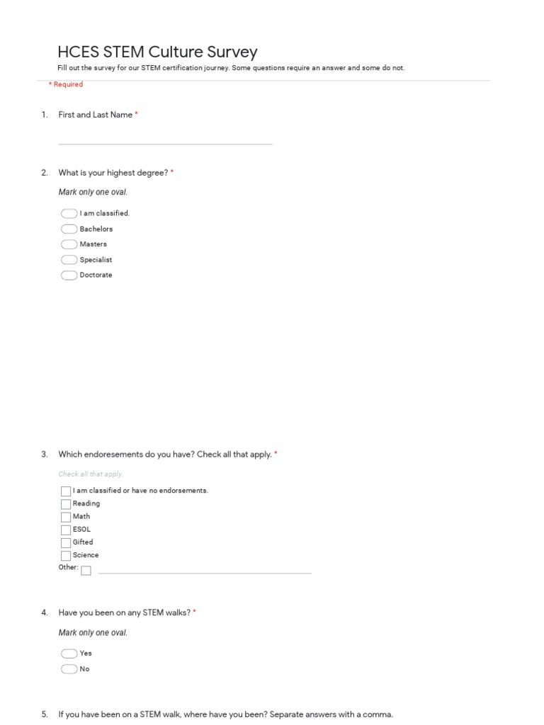 Stem Certification Survey - Google Forms | PDF | Science, Technology ...