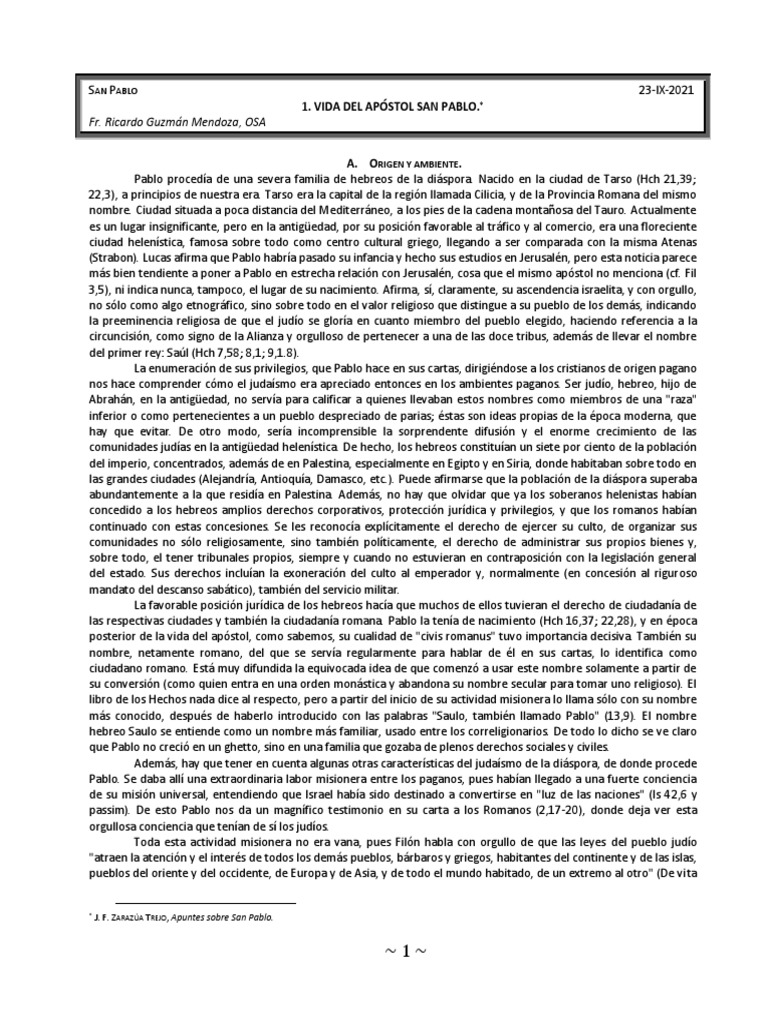 Vida y Orígenes del Apóstol San Pablo | PDF | Pablo el apóstol | Bernabé