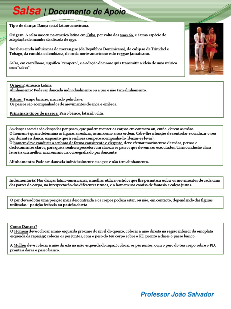 Origem e Passos da Dança Salsa | PDF