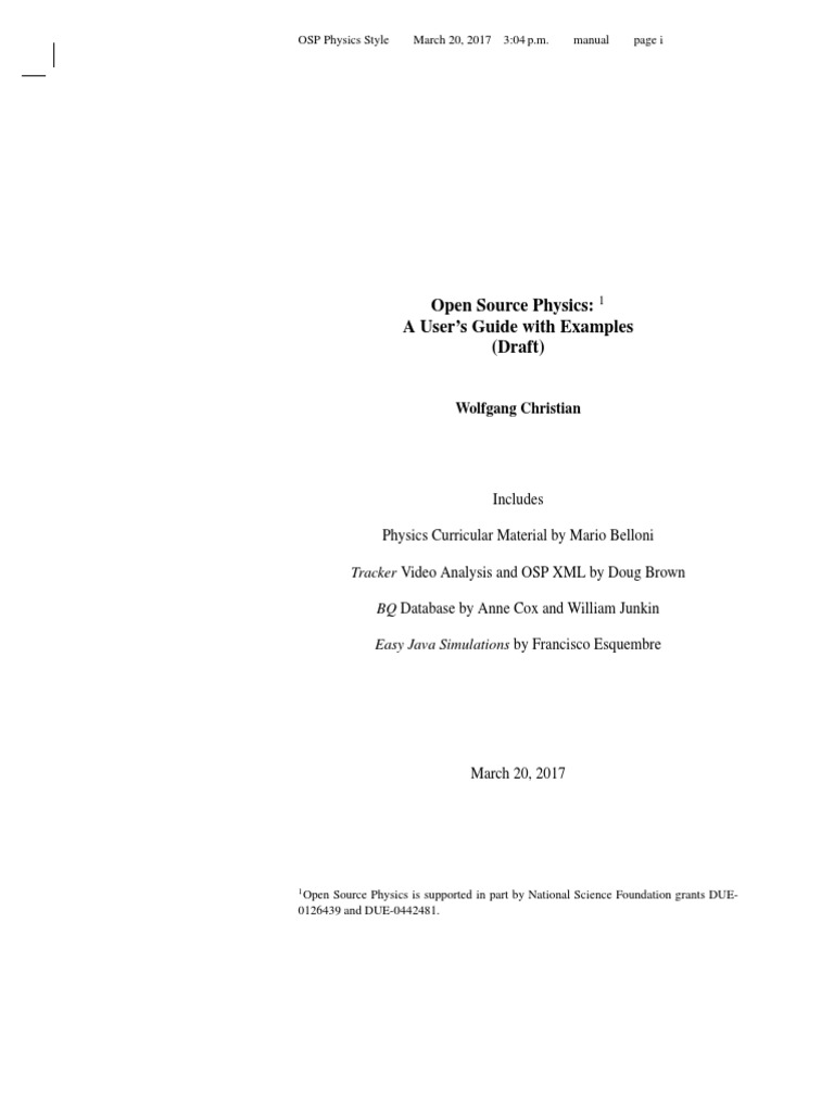 Open Source Physics User Guide | PDF | Java (Programming Language ...