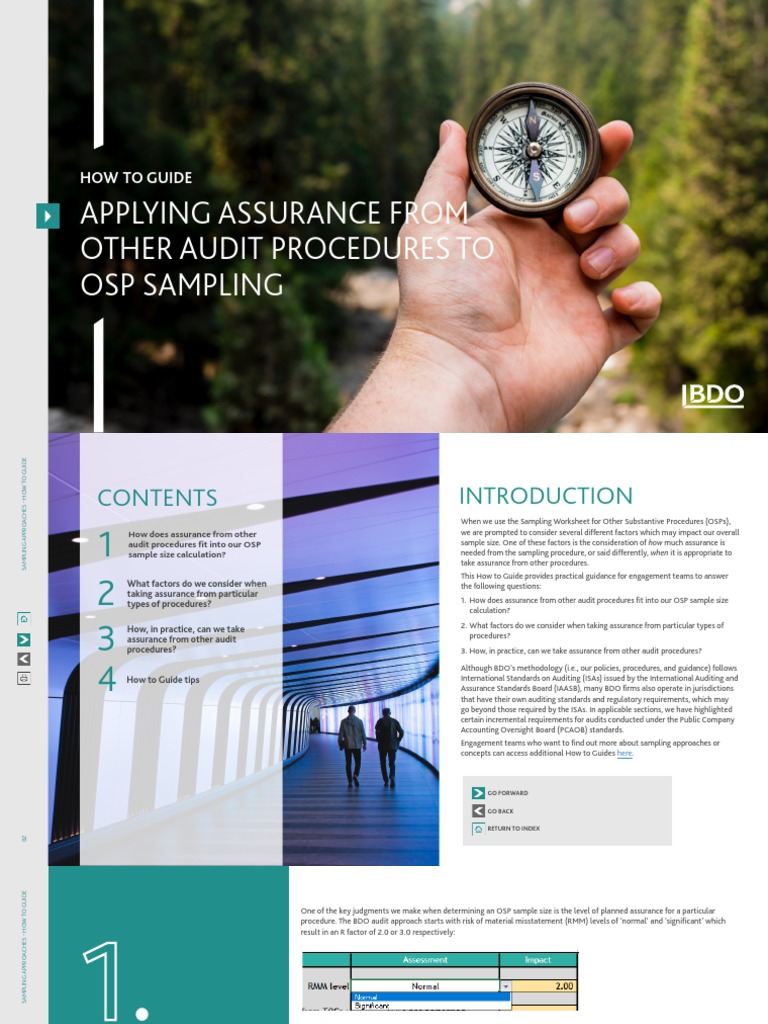 How To Guide - Sampling - Applying Assurance From Other Procedures ...