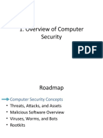 Overview of computer security concepts, threats, malware and rootkits