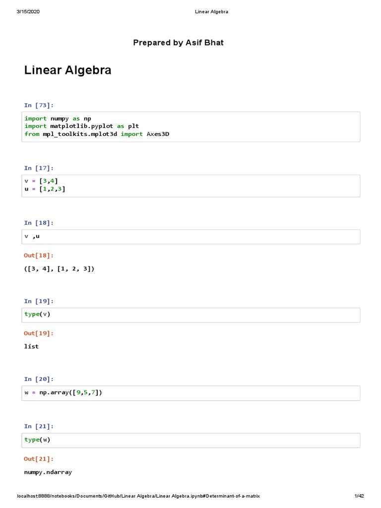 Linear Algebra: Prepared by Asif Bhat | Download Free PDF | Matrix ...