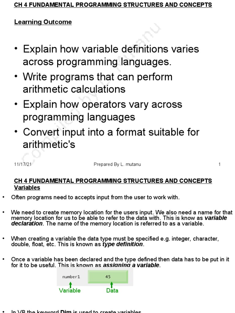 APT1030 CH4 - Fundamental Programming Structures and Concepts | PDF ...
