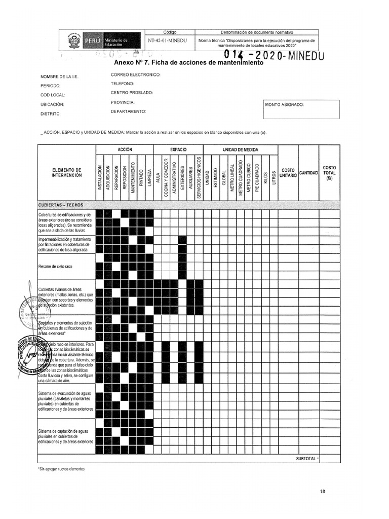 Ficha de Acciones de Mantenimiento PDF