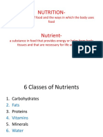 Nutrition-: Science or Study of Food and The Ways in Which The Body Uses Food