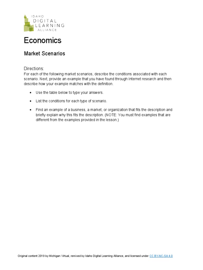 Economics: Market Scenarios | PDF | Monopoly | Oligopoly