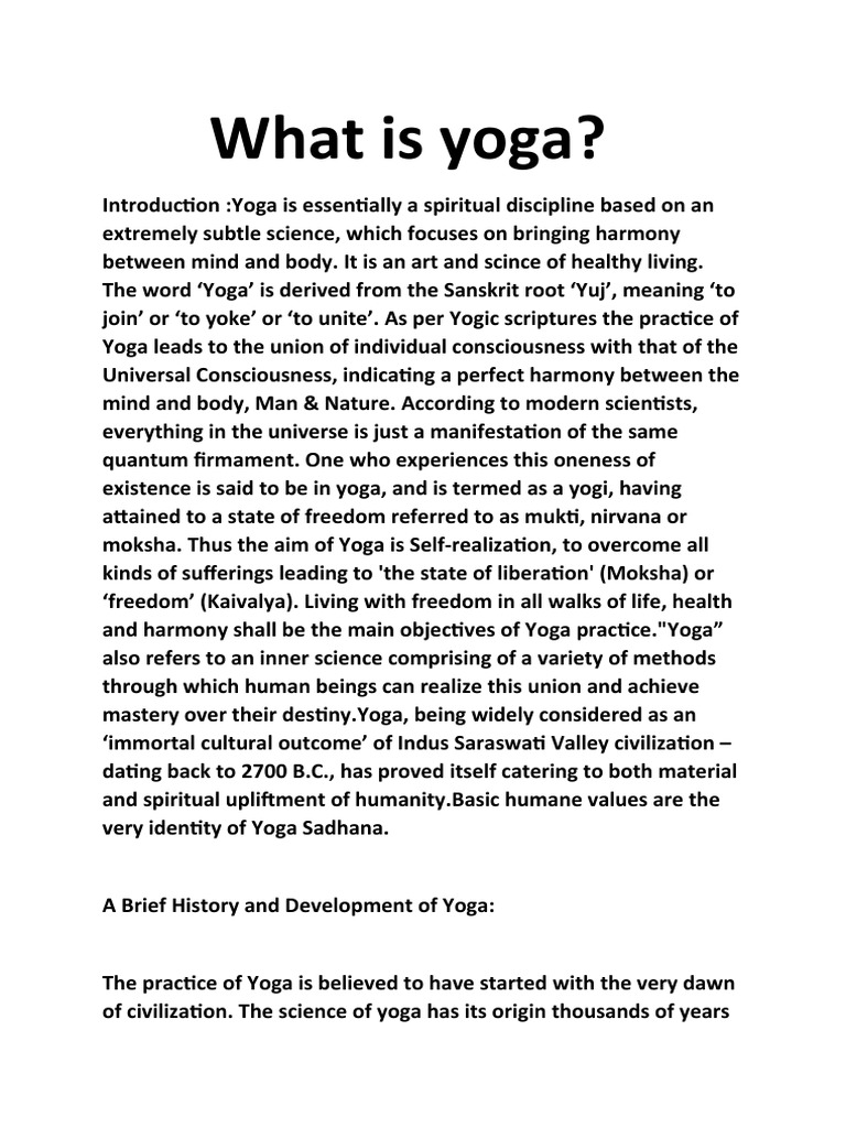 What Is Yoga PDF Yoga Asana