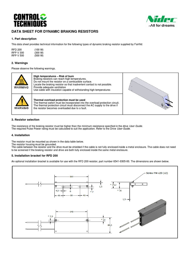 Data Sheet For Dynamic Braking Resistors 1. Part Description PDF