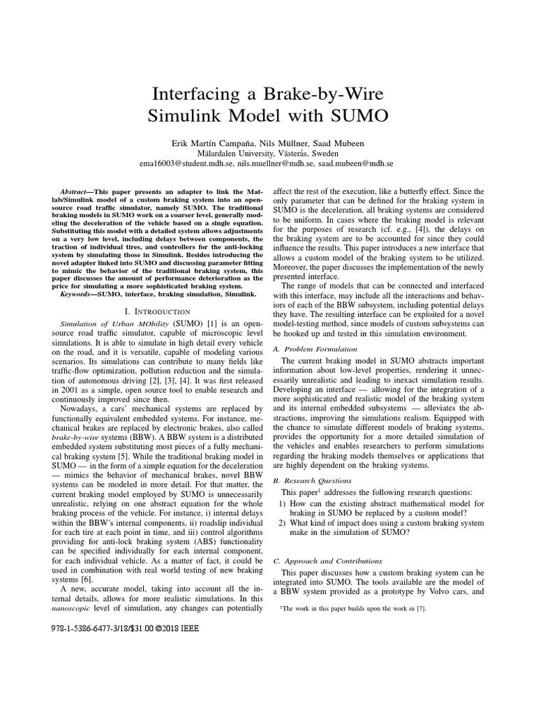 Erik Martín Campaña (2018) Interfacing A Brake-By-Wire Simulink Model ...