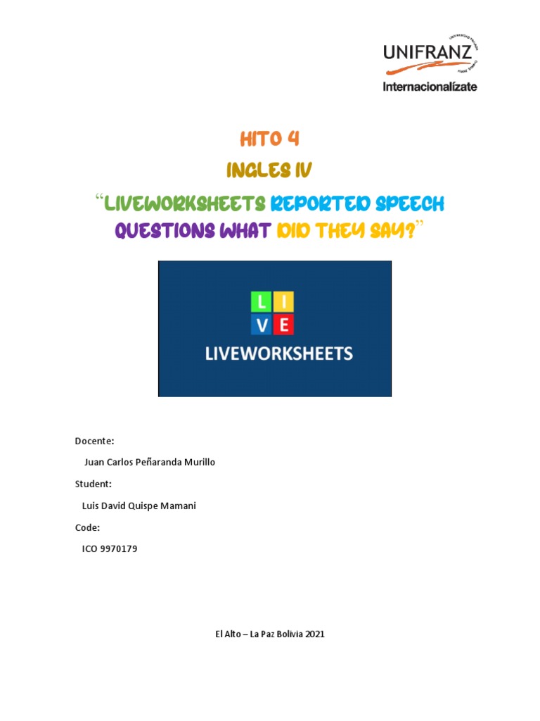 "Liveworksheets Questions What PDF