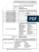 Calendarización Operativo de Pago en POLIDEPORTIVO CENTENARIO, Bimestre Noviembre-Diciembre