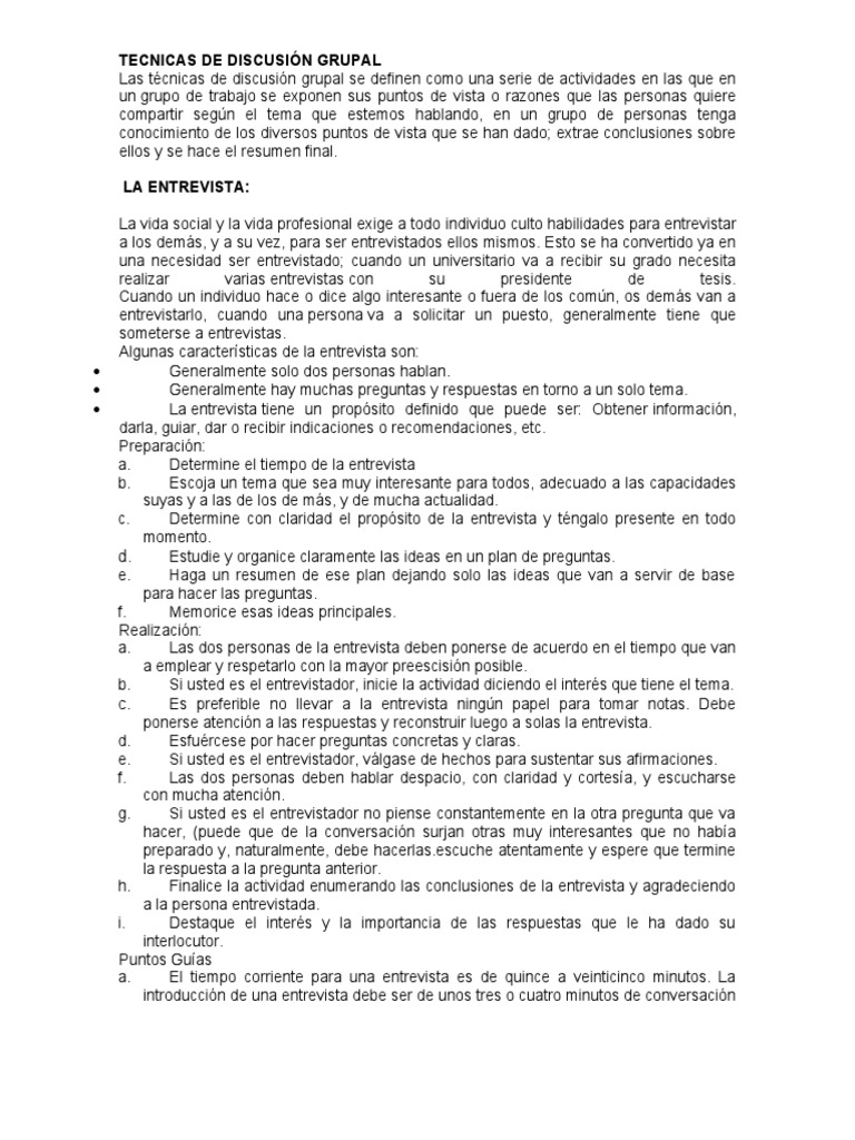 Tecnicas de Discusion Grupal | PDF | Período moderno temprano ...