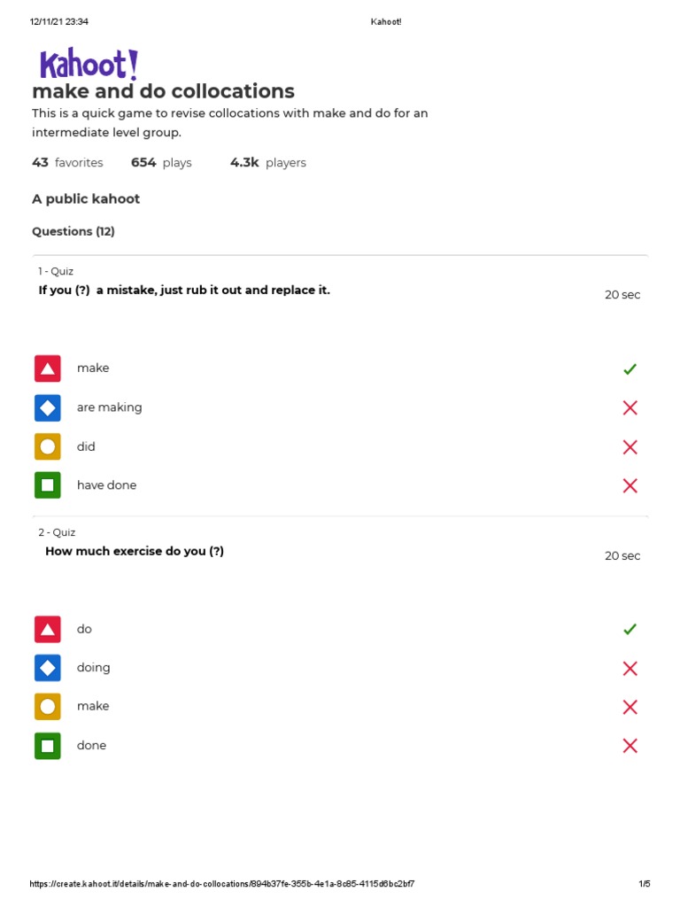 Kahoot!2 PDF Food And Drink