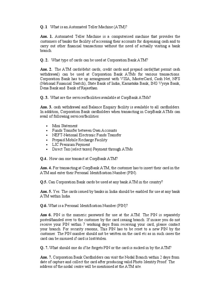 Atm Faq | PDF | Automated Teller Machine | Personal Identification Number