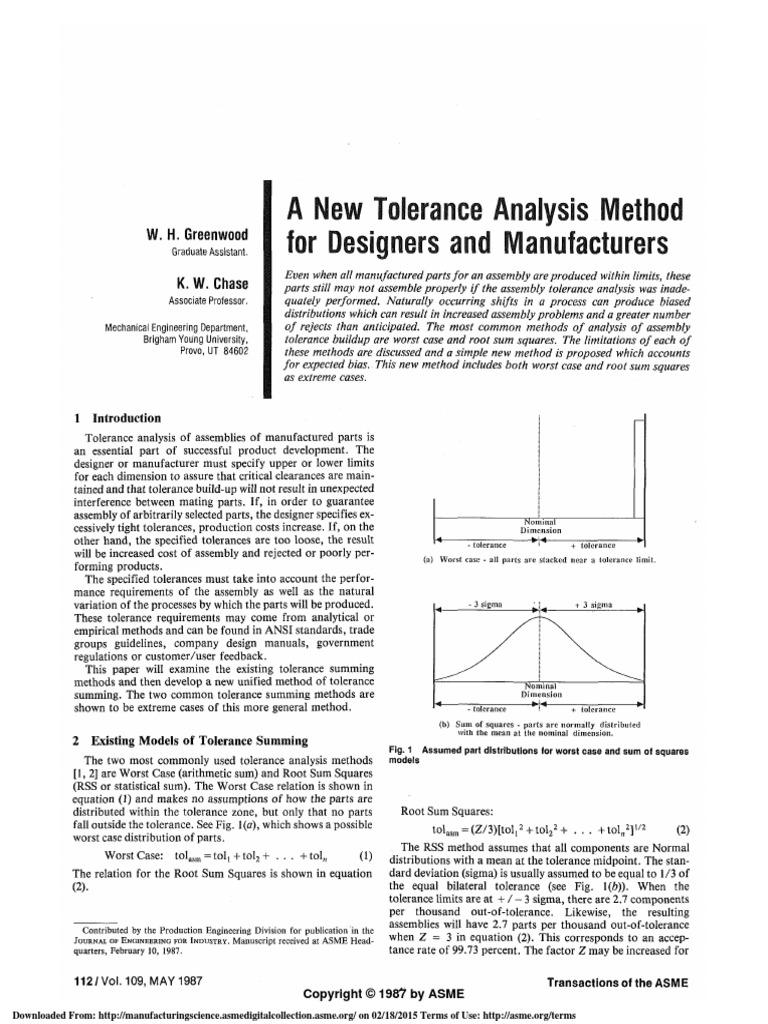 A New Tolerance Analysis Method For Designers and Manufacturers ...