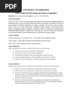 Course Outline HCT423 Design and Analysis of Algorithms