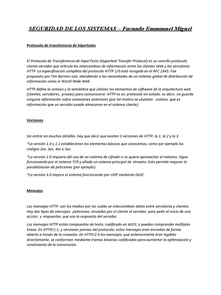 Protocolo HTTP y Seguridad en Web | PDF | Protocolo de Transferencia de ...