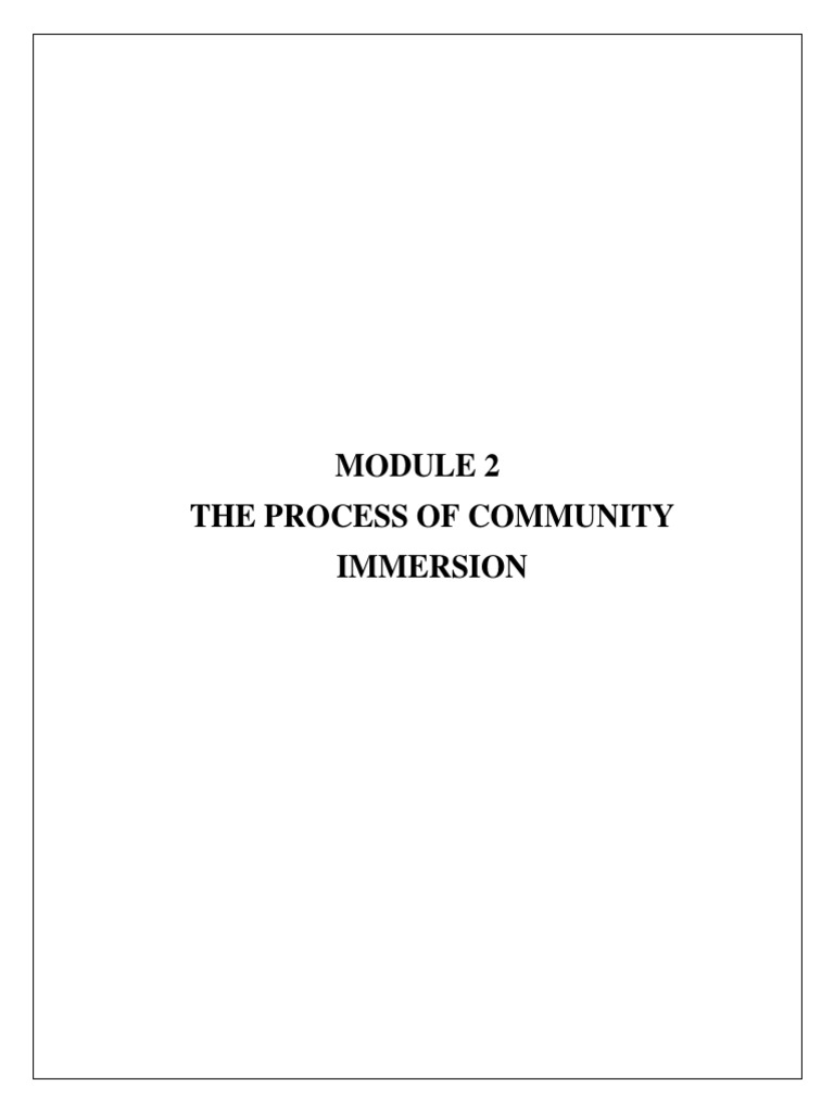 Community Immersion Process Overview | PDF | Needs Assessment | Community