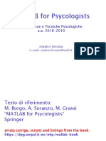 Matlab For Psycologists: CDL Scienze E Tecniche Psicologiche A.A. 2018-2019